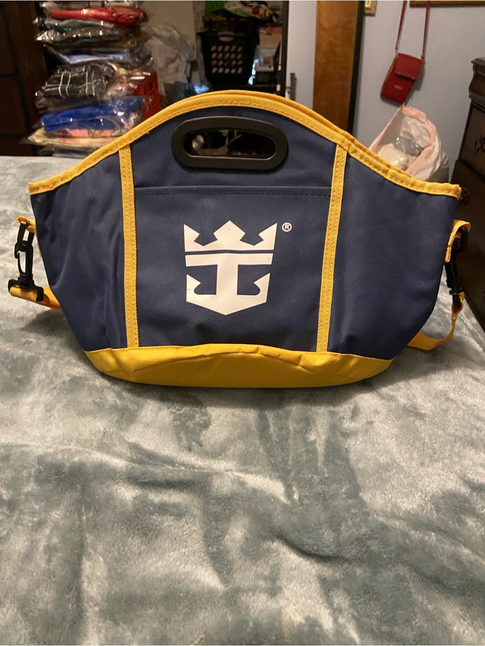 Caribbean Navy and Yellow Toiletry/Travel Bag with Shoulder Strap drink tote